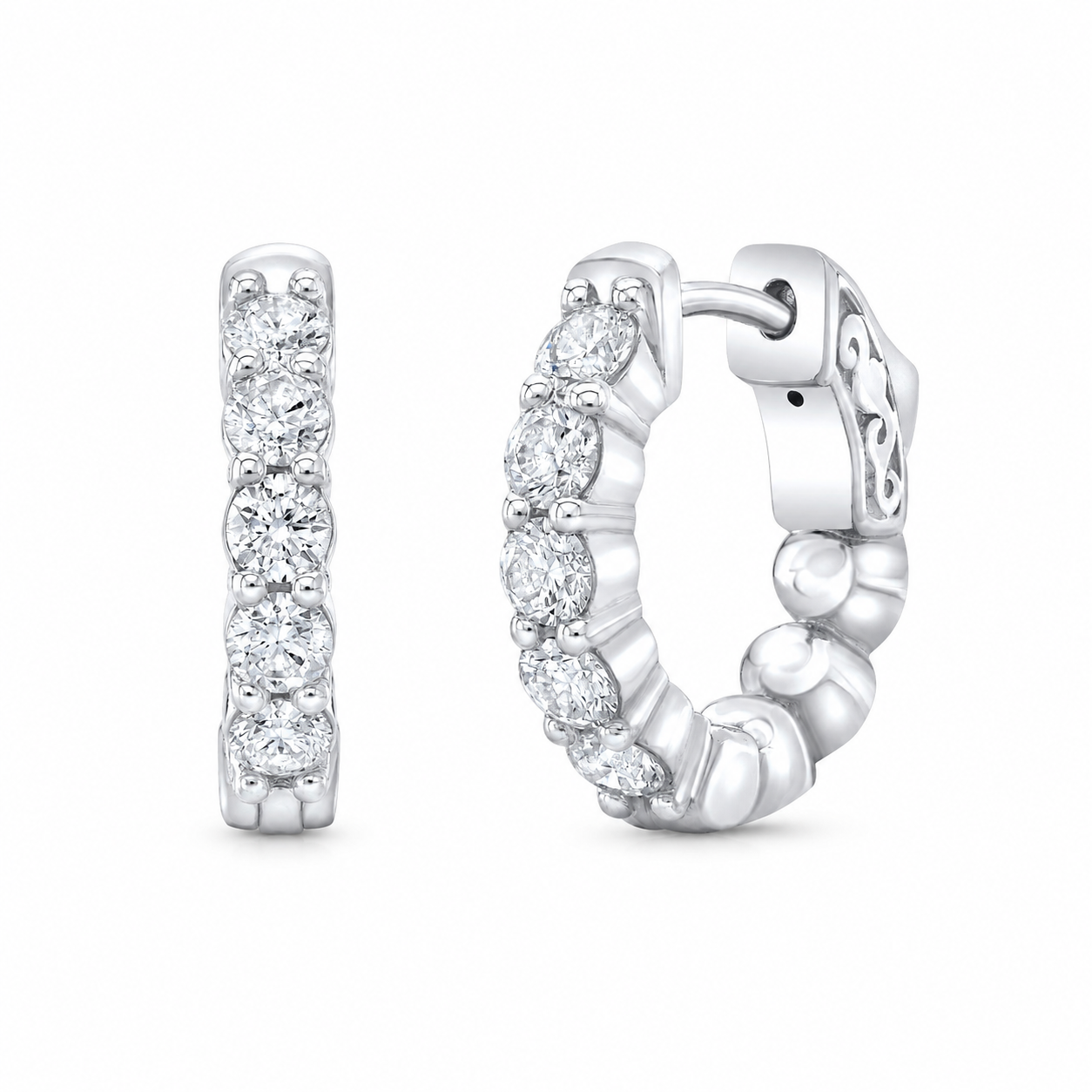 3.00  Carat Emerald Cut Diamond Huggies Earrings
